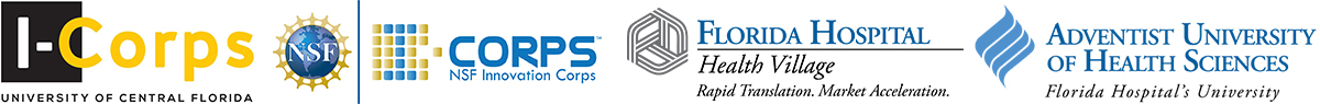 I-Corps, NSF, Florida Hospital and Adventist University logos